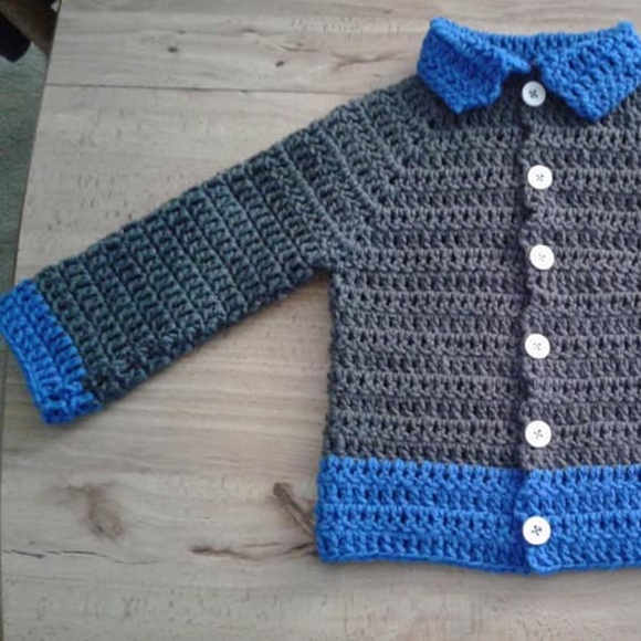 Handmade MTO Toddler Boys Button Down Cardigan - Picture 3 of 4